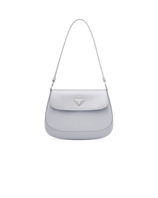 Prada Prada Cleo Brushed Cuero Shoulder Bag With Flap Azules | 6312-PYNTC