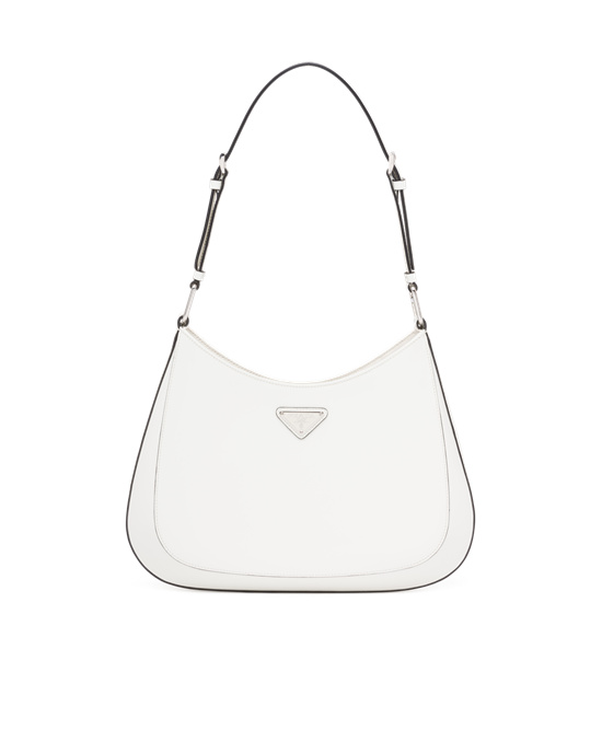 Prada Prada Cleo Brushed Cuero Shoulder Bag Blancos | 6710-HRBJM