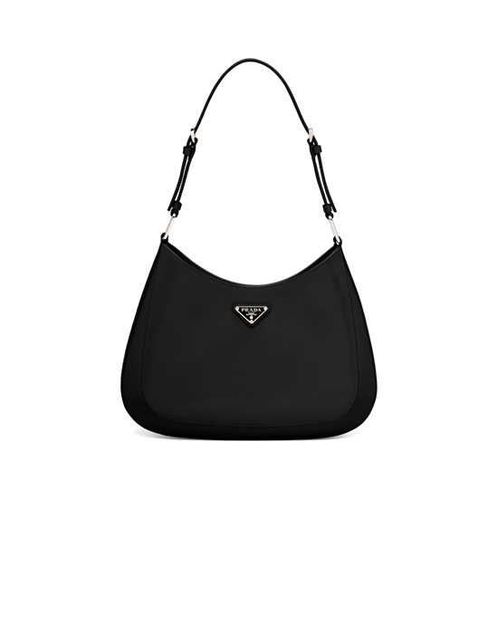 Prada Prada Cleo Brushed Cuero Shoulder Bag Negros | 7428-GBCOK