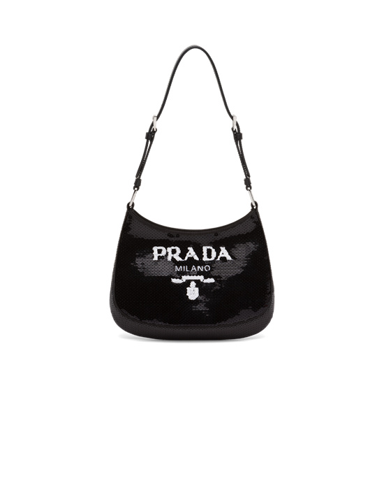 Prada Prada Cleo Sequined Bag Negros Blancos | 2345-XJHKY
