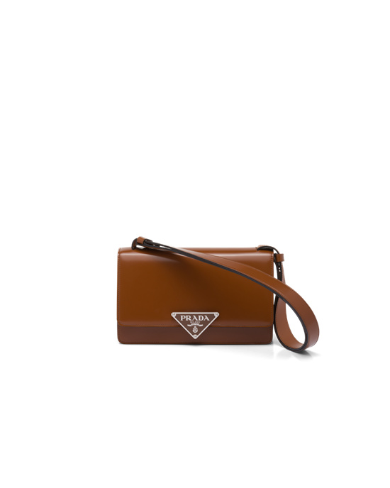 Prada Prada Emblème Brushed-leather Bag Tobacco | 5382-ISHYX