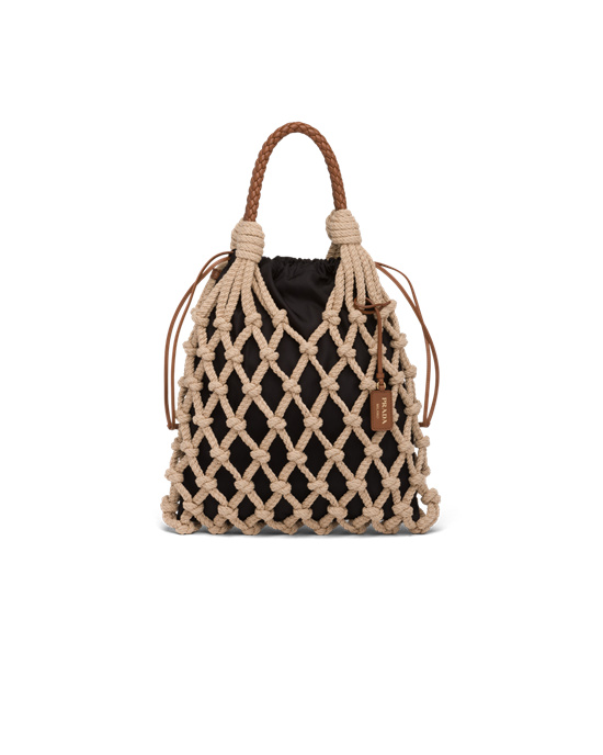 Prada Prada Fishnet Cord Mesh And Nylon Bag Cord / Cognac | 5826-JKNVX