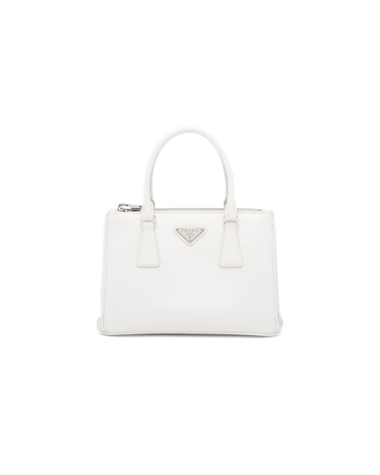 Prada Prada Galleria Brushed Cuero Small Bag Blancos | 1648-CWENS