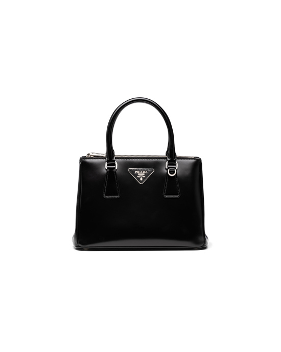 Prada Prada Galleria Brushed Cuero Small Bag Negros | 6598-ZEOJA