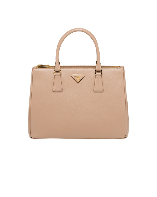 Prada Prada Galleria Saffiano Cuero Large Bag Beige | 2793-GHZRD