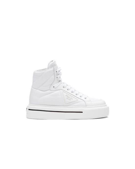 Prada Prada Macro Re-nylon And Brushed Cuero High-top Sneakers Blancos | 5148-RKLDQ