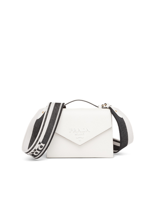 Prada Prada Monochrome Saffiano And Cuero Bag Blancos | 6584-UIMBG