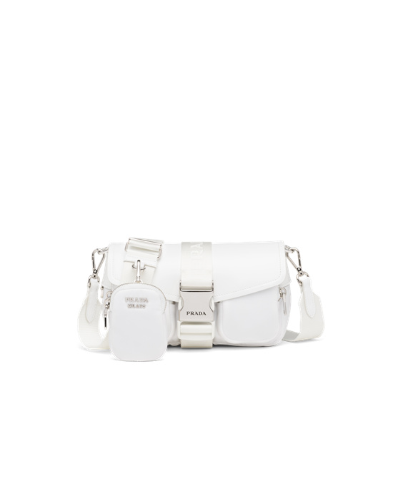 Prada Prada Pocket Nylon And Brushed Cuero Bag Blancos | 6174-EVPNQ