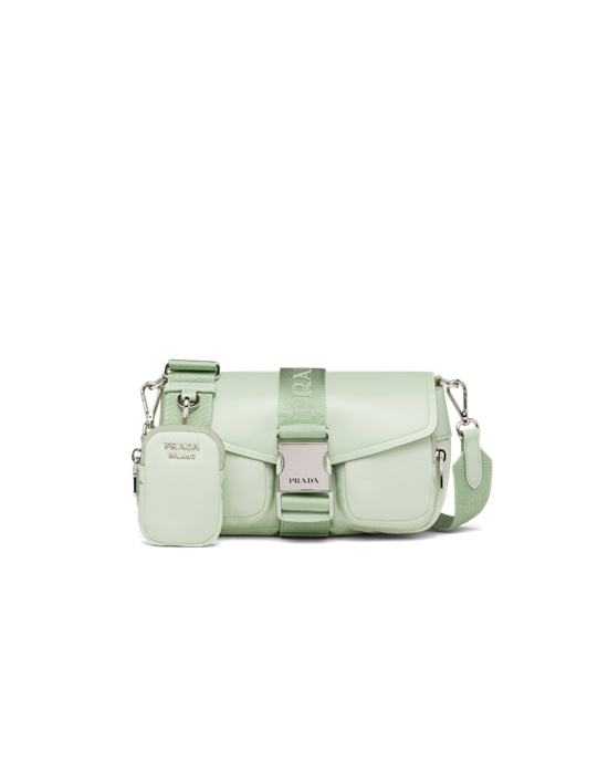 Prada Prada Pocket Nylon And Brushed Cuero Bag Aqua | 8467-ALZXN