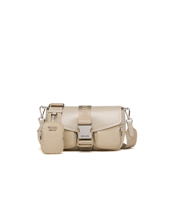 Prada Prada Pocket Nylon And Brushed Cuero Bag Beige | 8693-JSPLN