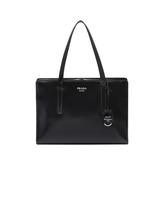 Prada Prada Re-edition 1995 Brushed-leather Medium Handbag Negros | 1245-CESTL