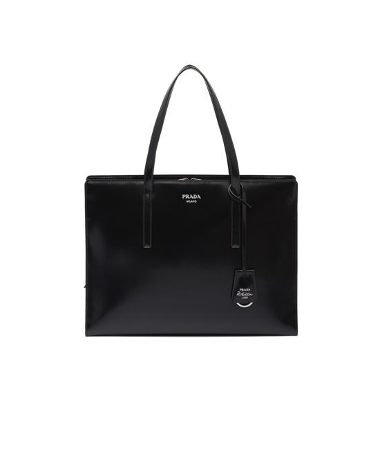Prada Prada Re-edition 1995 Brushed-leather Large Handbag Negros | 3946-JAPBZ