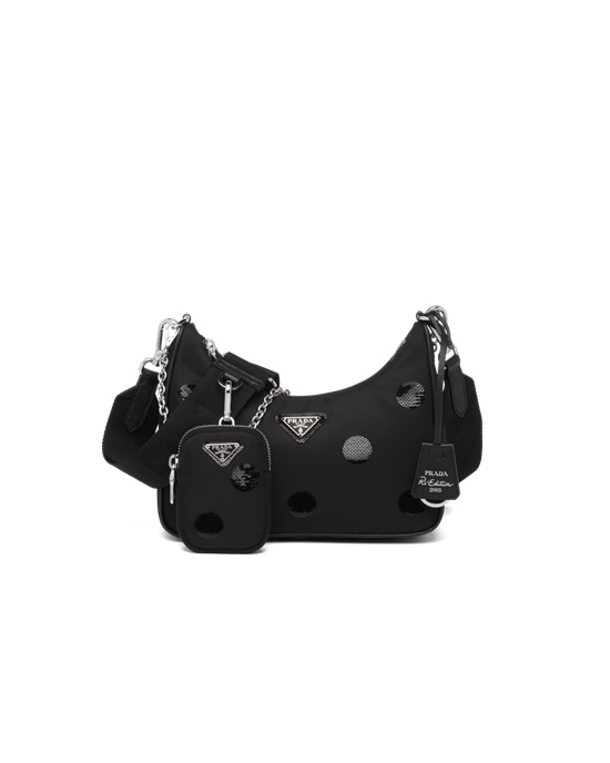 Prada Prada Re-edition 2005 Re-nylon Polka-dot Bag Negros | 3982-XUBCT