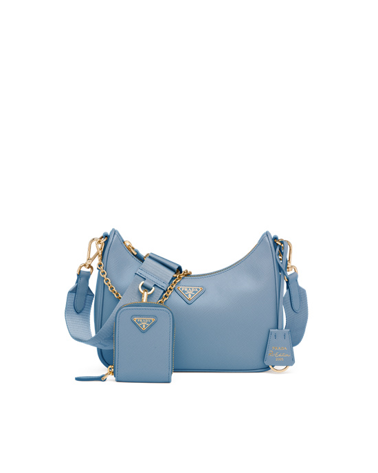 Prada Prada Re-edition 2005 Saffiano Cuero Bag Azules | 0439-TMRPB