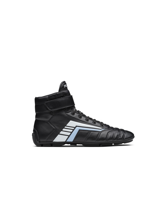 Prada Prada Rev Cuero High-top Sneakers Negros Azules Claro | 2891-QHNFP