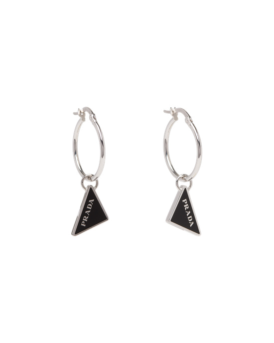 Prada Prada Symbole Drop Earrings Negros | 5432-SGCNH