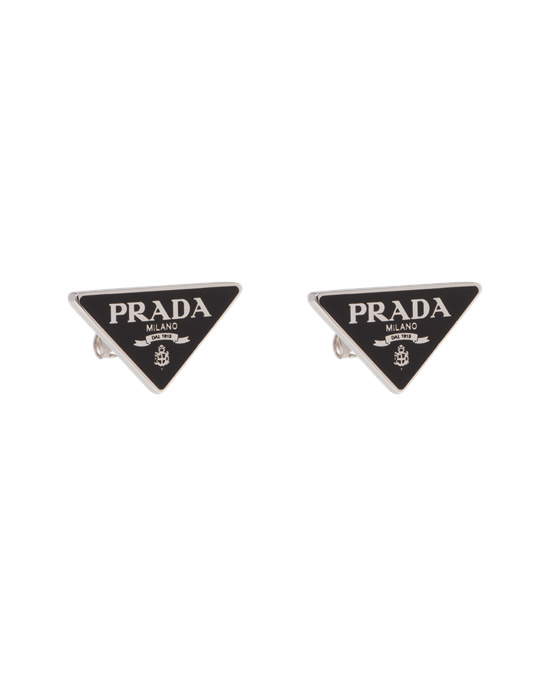 Prada Prada Symbole Earrings Negros | 4096-PTMSB