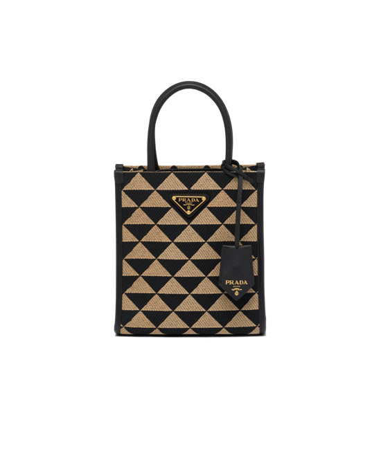 Prada Prada Symbole Jacquard Fabric Micro Bag Negros Beige | 2670-BCFMT