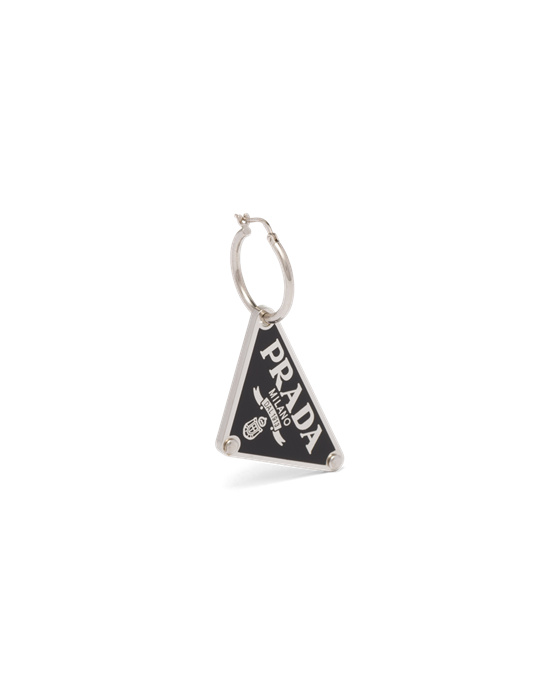 Prada Prada Symbole Pendant Right Earring Negros | 2145-KSHNF