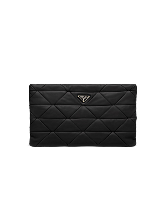 Prada Prada System Nappa Cuero Patchwork Clutch Negros | 4059-LYSZP