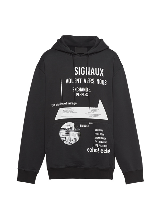 Prada Printed Algodon Fleece Sweatshirt Negros Blancos | 6413-ZPSCW