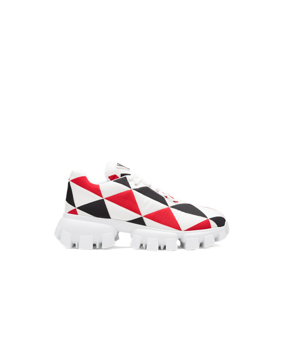 Prada Printed Nylon Sneakers Negros Rojos Blancos | 6914-OVNKH