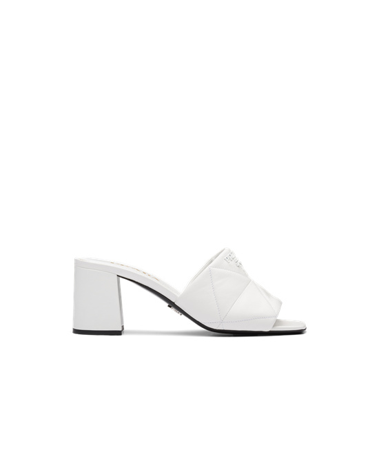 Prada Quilted Nappa Cuero Tacón Sandals Blancos | 9468-ATMUS