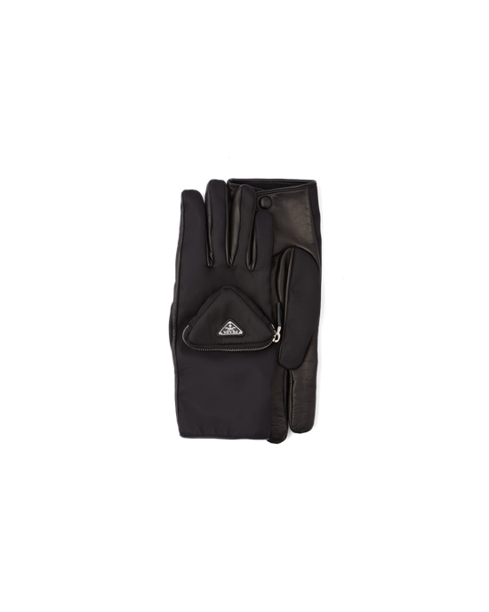 Prada Re-nylon And Napa Cuero Gloves Negros | 7253-WPNSG