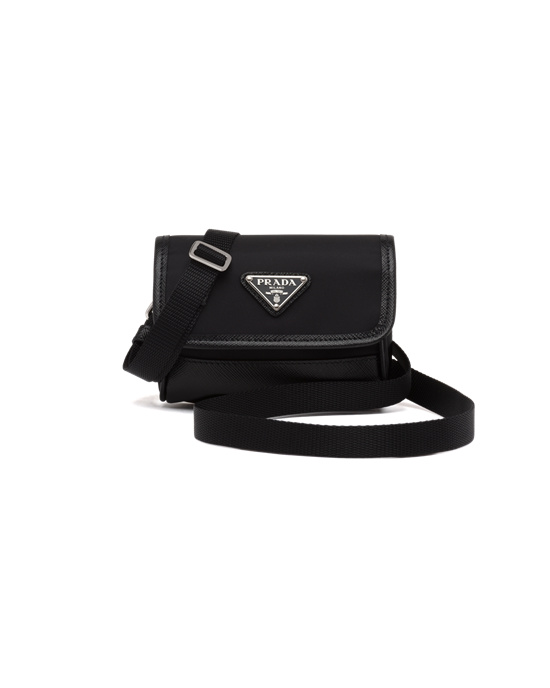 Prada Re-nylon And Saffiano Cuero Mini Pouch Negros | 6105-SWYHK