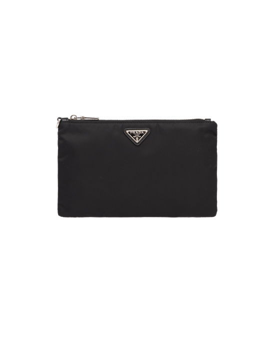 Prada Re-nylon And Saffiano Cuero Pouch Negros | 9412-KMZYW