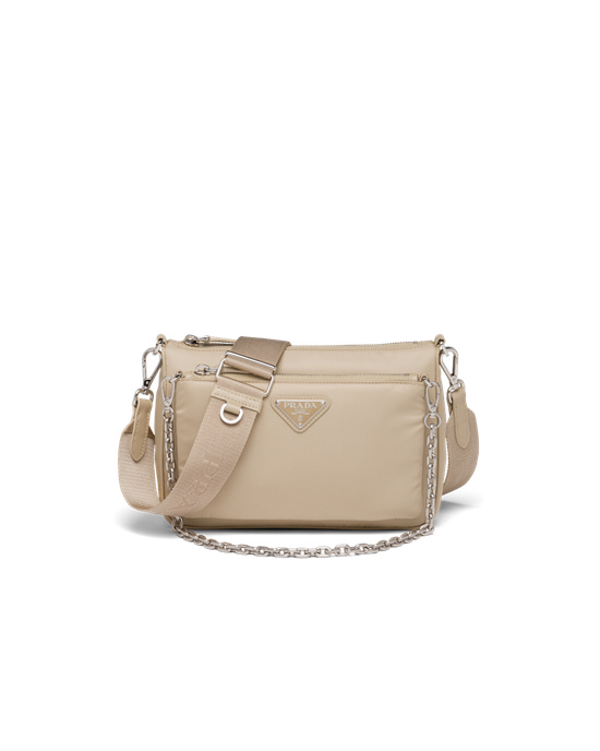 Prada Re-nylon And Saffiano Cuero Shoulder Bag Beige | 9341-EVTFW