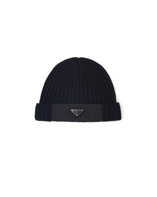 Prada Re-nylon Gabardine And Wool Cap Negros | 2150-WDFBZ