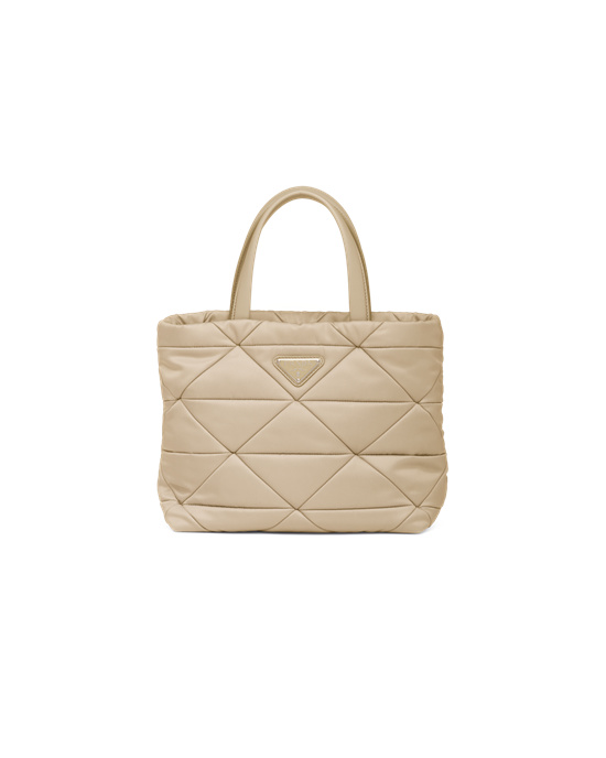 Prada Re-nylon Padded Tote Bag Beige | 9042-PUMHB