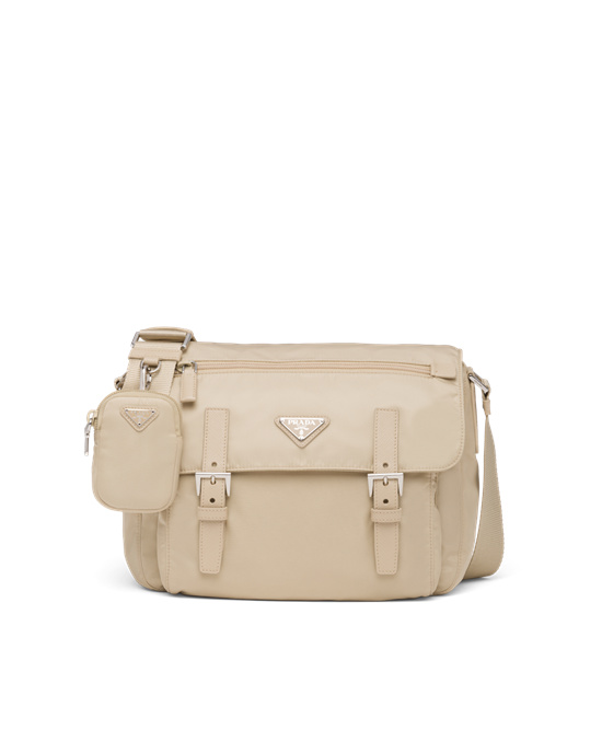 Prada Re-nylon Shoulder Bag Beige | 0951-HKTDV