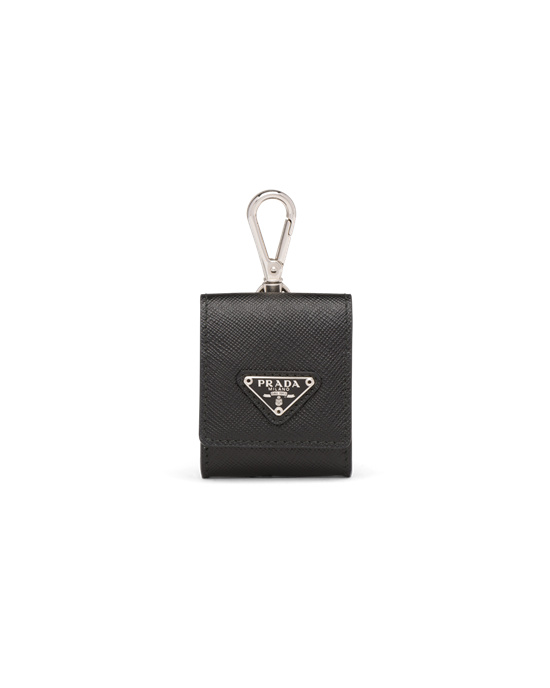 Prada Saffiano Cuero Airpods Case Negros | 2980-YHLXS