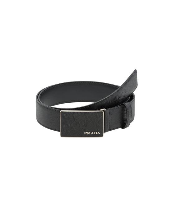 Prada Saffiano Cuero Belt Negros | 5847-QJEUZ