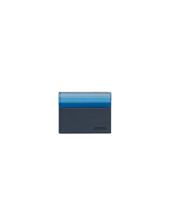 Prada Saffiano Cuero Card Holder Azules | 1245-OSWXR