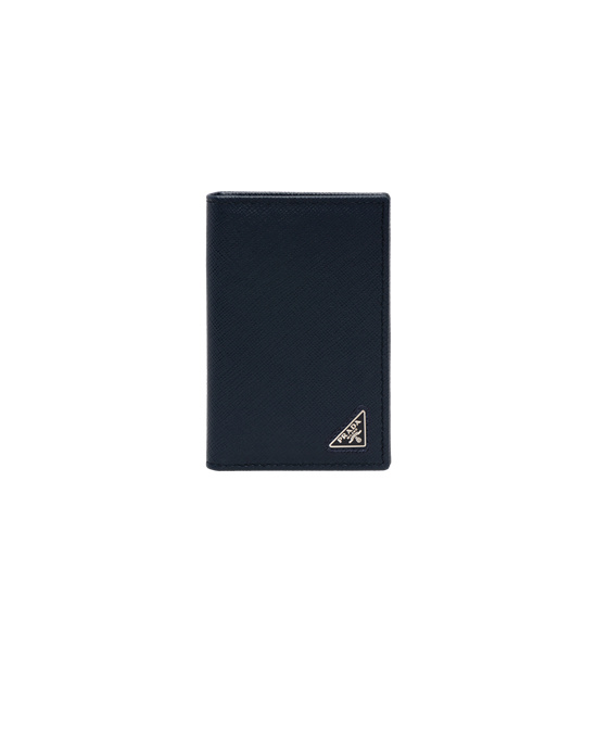 Prada Saffiano Cuero Card Holder Azules | 5317-IDNGE