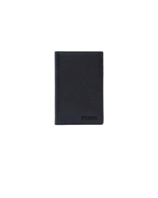 Prada Saffiano Cuero Card Holder Negros | 3812-FCUAS