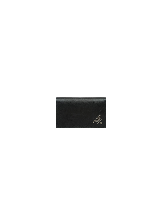 Prada Saffiano Cuero Card Holder Negros | 3924-AGURX