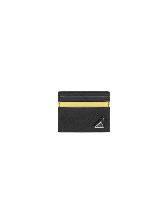 Prada Saffiano Cuero Card Holder Negros | 5127-JCVXY