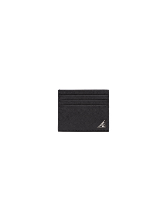 Prada Saffiano Cuero Card Holder Negros | 5731-CAJOW
