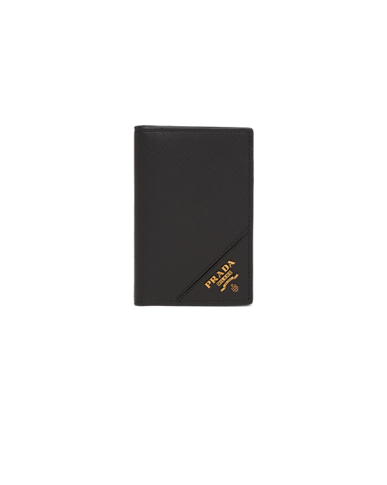 Prada Saffiano Cuero Card Holder Negros | 8915-HOXYC
