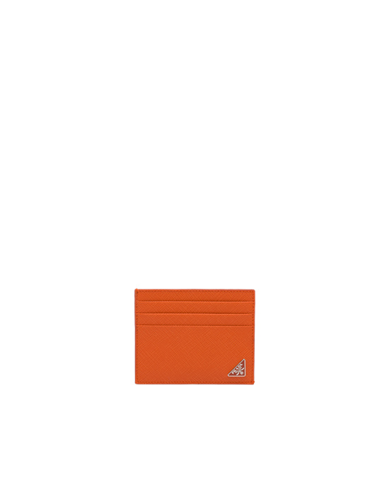 Prada Saffiano Cuero Card Holder Papaya | 1429-HEVCK