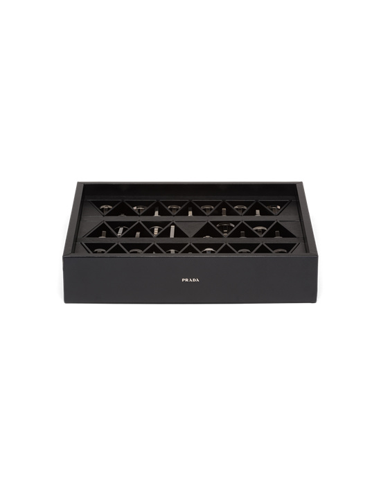 Prada Saffiano Cuero Chess Set Negros | 9678-DYQAF