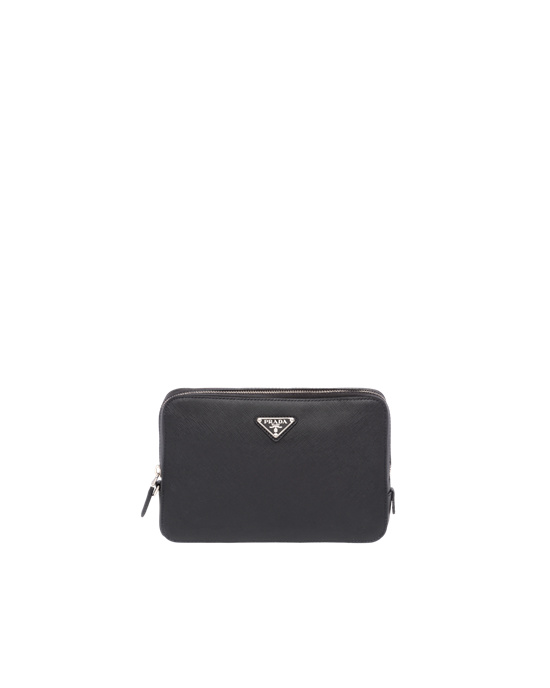 Prada Saffiano Cuero Clutch Negros | 5903-PQDAY