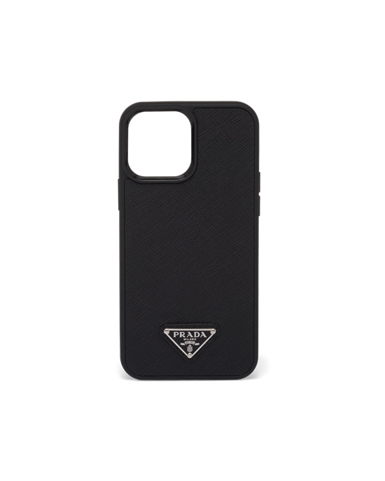 Prada Saffiano Cuero Iphone 13 Pro Max Cover Negros | 0498-MGSPW
