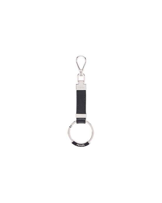 Prada Saffiano Cuero Keychain Negros | 4956-XAHLJ