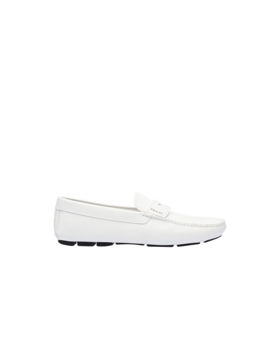 Prada Saffiano Cuero Loafers Blancos | 6480-FNPQW