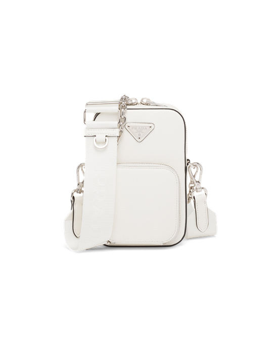 Prada Saffiano Cuero Mini Bag Blancos | 1704-CDVIK